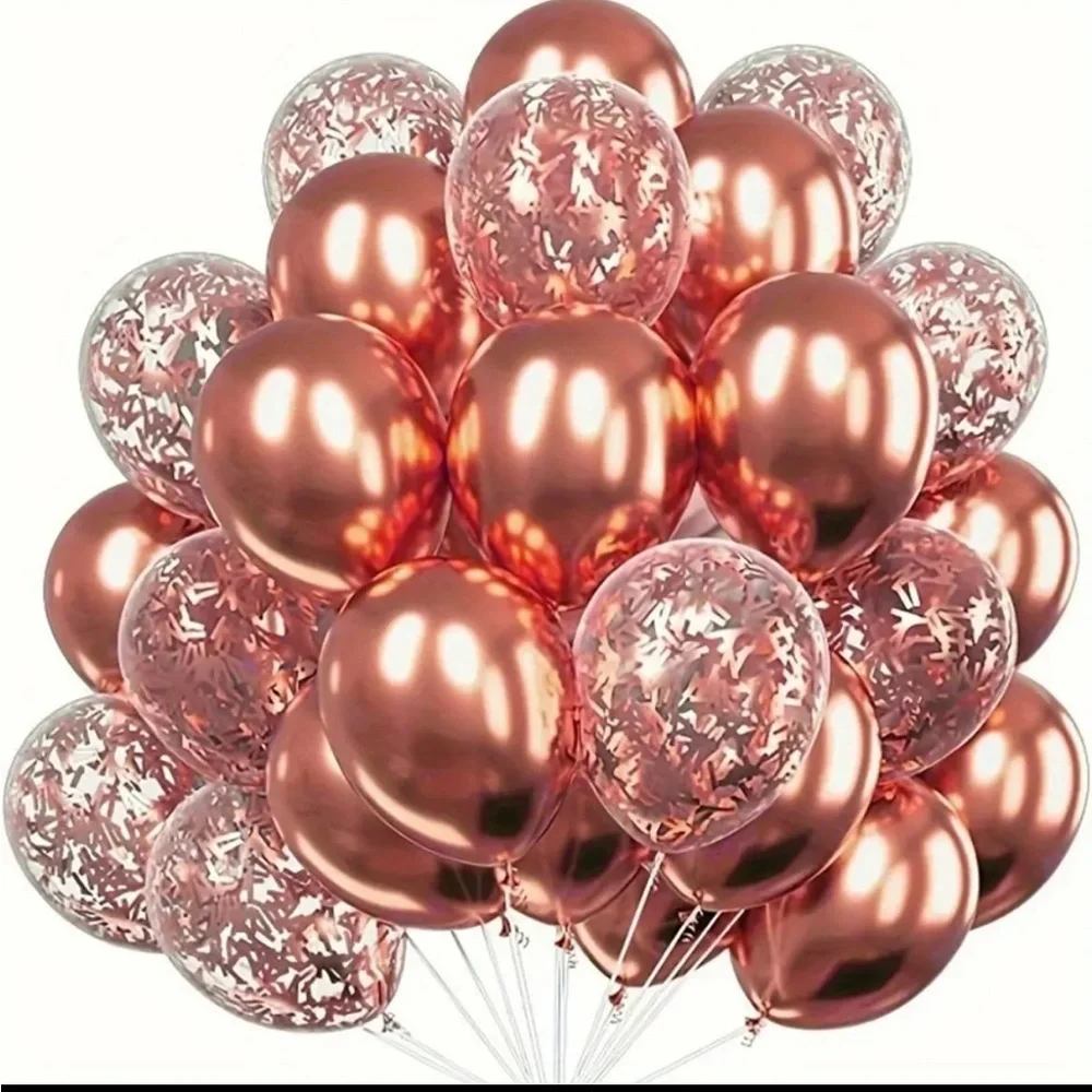 20pcs Rose Golf Metallic Confetti Party Balloons Latex Balloons for Birthday